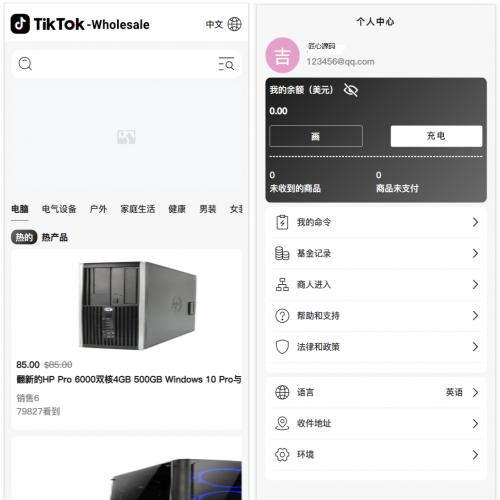 语言TikTok商城国际跨境商城抖音商城带商家客服版内嵌tiktok+内置客服+文本说明