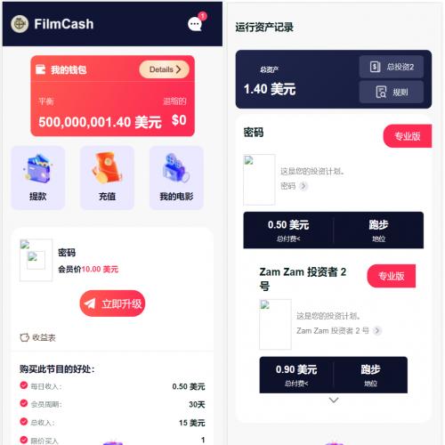 海外多语言电影抢单投资共享影视刷单理财钱包管理源码